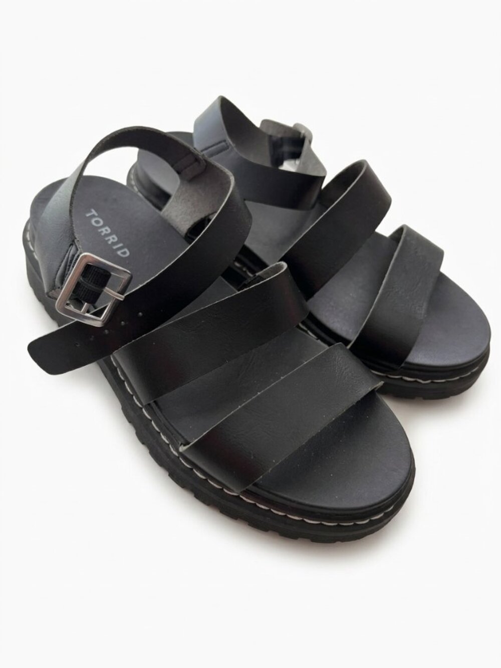 Torrid Chunky Lug Sole Gladiator Sandals Black 9WW Extra Wide Strappy Open Toe